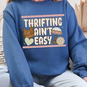 Blue Thrifting Graphic Sweatshirt